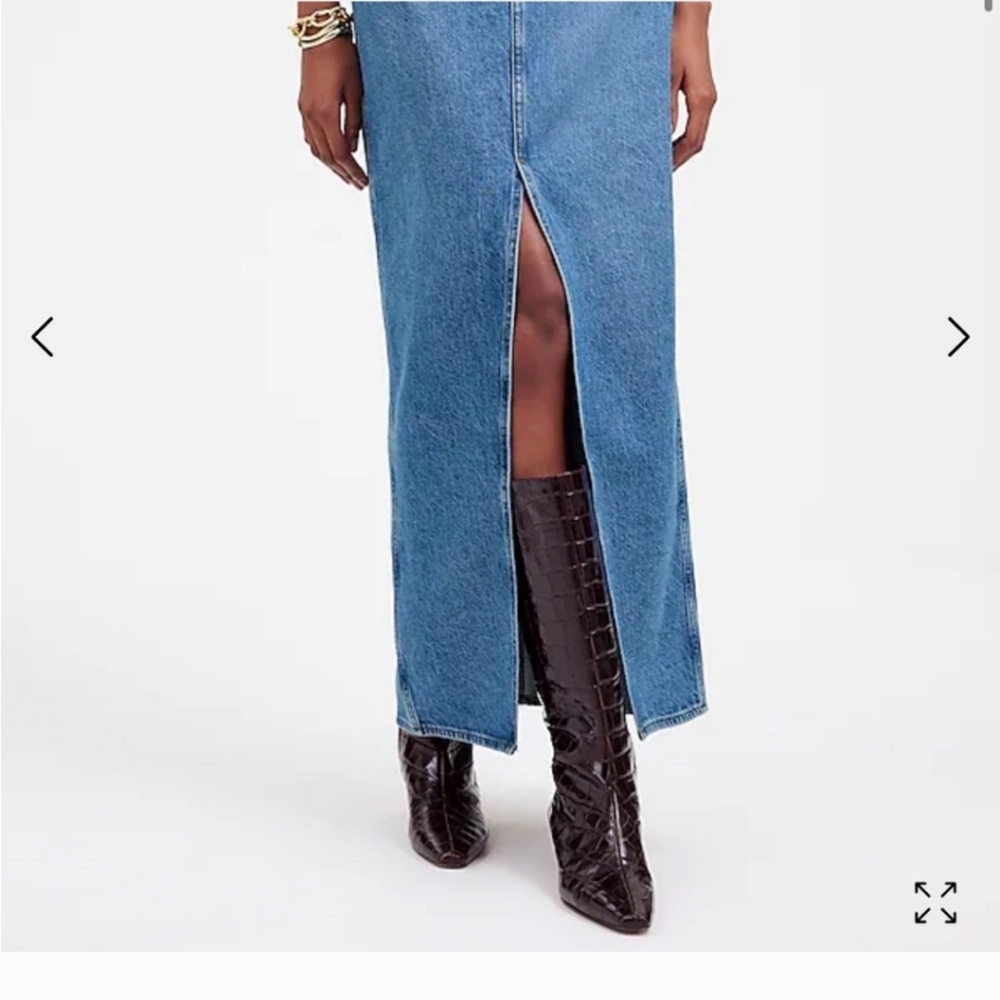Madewell Blue Maxi Pencil Skirt with Slit - Picture 10 of 10
